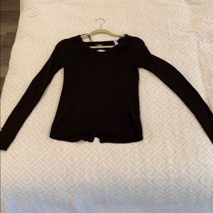 Black sweater with lace up back